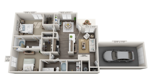 Evergreen with garage	